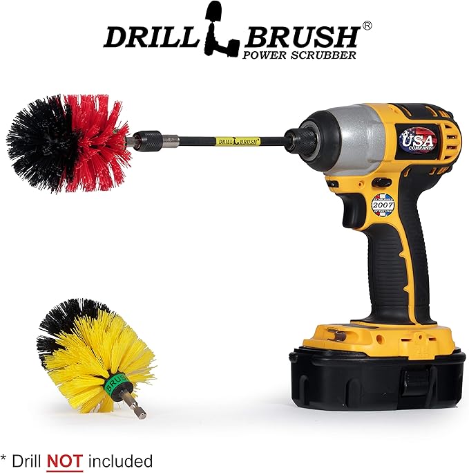 Mini Size Bathroom, Kitchen, and Garage Medium and Stiff Brushes with Extension