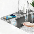 Silicone Faucet Mat for Kitchen Sink Splash Guard (24" x 5.5") - 7° Incline, Quick Self-Draining & Snap-Lock Kitchen/Bathroom Sink Protector Quick Dry Around Faucet Draining Mat Christmas Gifts
