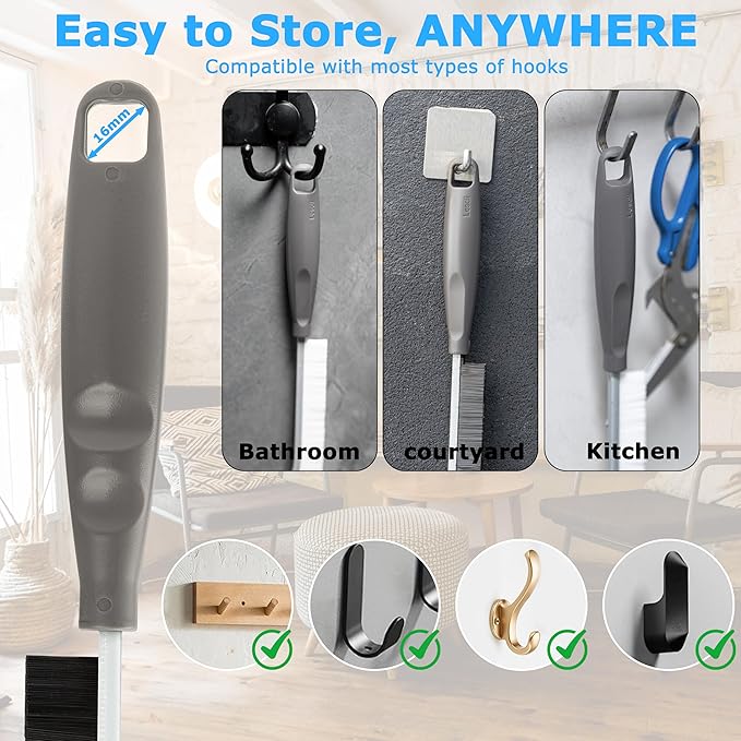 4Pcs Crevice Cleaning Brush, Lescli Hard Bristle Multi-Purpose Cleaning Tools, 2025 New Ergonomic Right Hand Handle Design Gap Grout Cleaneing Brush for Household Use Kitchen Bathroom Toilet Window