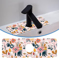 Flower Berrie Leave Faucet Mat for Kitchen Sink Floral Texture, Soft Diatom Mud Material, Strong Water Absorption, Non-slip, Easy to Clean for Bathroom, Kitchen 15"X5.5"