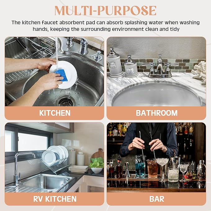 an Oval Hole Gray Faucet Mat for Kitchen Sink 17.32" x 4.6" Kitchen Faucet Absorbent Mat Diatomite Splash Guard for Sink Quick Drying Stone Drip Catcher for Bathroom Counter