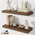 Floating Shelves for Wall, 24 Inch Floating Shelves Set of 2, Wall Mounted Rustic Wood Shelf for Bathroom, Living Room, Bedroom and Kitchen, Hanging Shelf for Storage, Books, Home Decor, Walnut