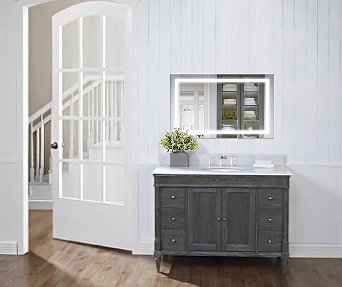 Krugg | 20 Inch X 32 Inch LED Bathroom Mirror | Lighted Vanity Mirror Includes Dimmer & Defogger | Wall Mount Vertical or Horizontal Installation