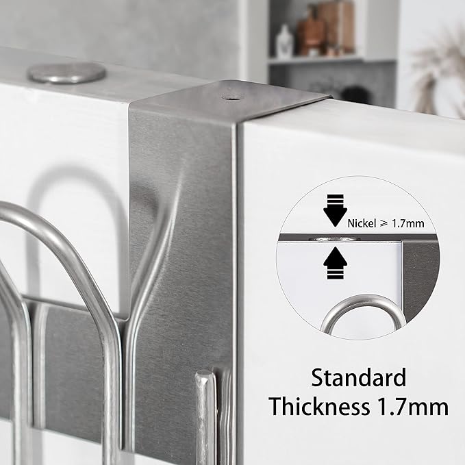 SKOLOO Over The Door Hooks - for Doors up to 1-3/4'' Thickness, Metal Door Hanger with 9 Hooks, Over The Door Hanger for Coats, Hats,Towels, Silver
