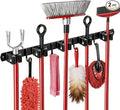 2 Packs 5 Racks and 4 Hooks Mop and Broom Holder Wall Mount, SUS304 Heavy Duty Broom Organizer Storage Tool Racks, Self Adhesive Solid Non-slip Tool Hangers for Home Kitchen Garden Laundry Garage