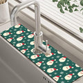 Christmas Kitchen Sink Splash Guard Mat Santa Claus and Snowflakes Sink Splash Guard Faucet Mat Draining Mat Fast Drying Sink Protectors for Kitchen and Bathroom 5.5"×24"