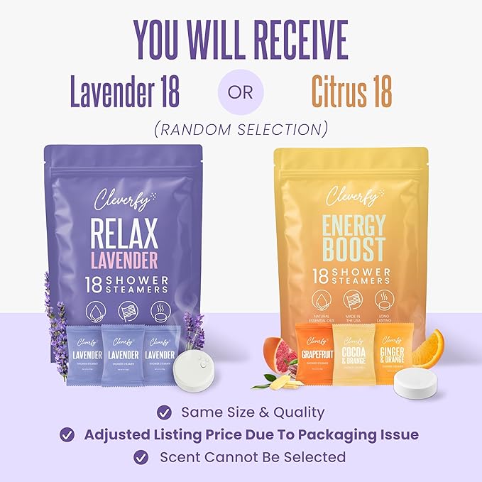 Cleverfy Lavender Shower Steamers Aromatherapy - Valentines Day Gifts for Her, Him, Women, Daughter, Mom, Girlfriend, Wife, Teen Girls - Valentines Gifts for Her, Him, Women and Men - 18 Tablets