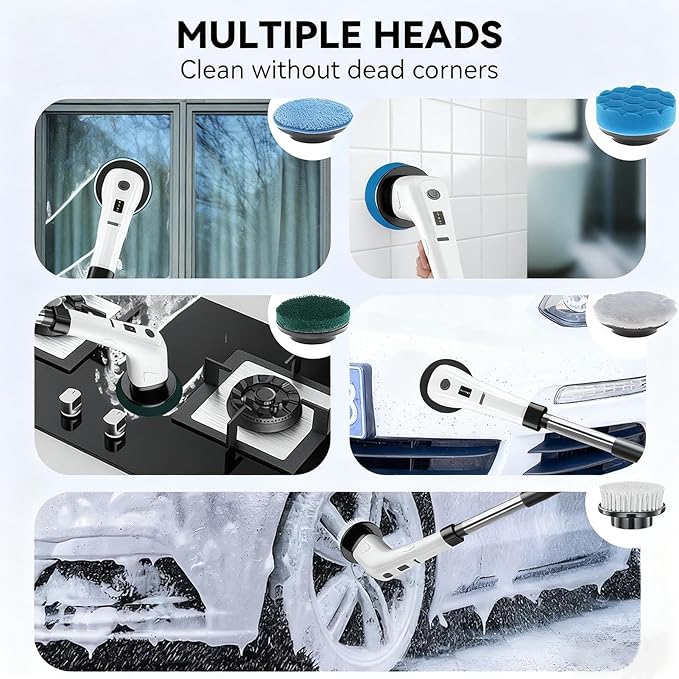 Cordless Bathroom Scrubber | Waterproof Rotating Tool | Electric Shower Scrubber | for Home Shower Doors Kitchen Sinks Bathtubs Grout Lines Outdoor Furniture