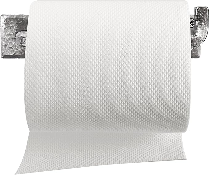Wrought Iron Toilet Paper Holder – Rustic Wall-Mount Tissue Holder for Bathroom – Vintage Farmhouse Style - 6.6 x 3.2 Inches (Silver)