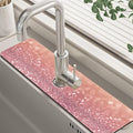 Abstract Pink Glitter Diamond Sink Faucet Absorbing Mat Sink Splash Guard Faucet Mat Draining Mat Fast Drying Sink Protectors for Kitchen and Bathroom 5.5"×24"