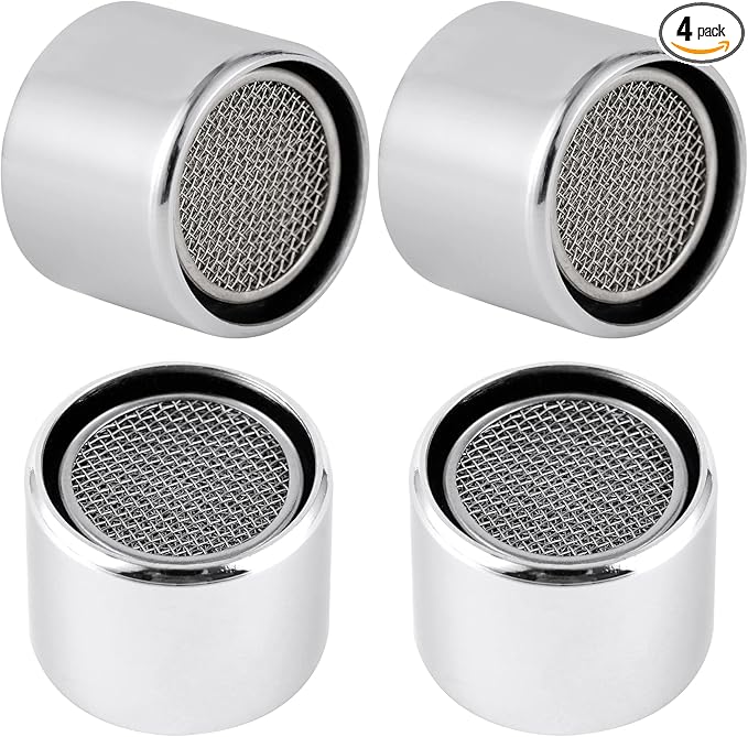 iFealClear 4 PCS Faucet Aerator, Kitchen Sink Faucet Aerator Adapter with Solid Brass Shell, 55/64 inch Female Thread Water Conserve Filter with Gasket for Kitchen and Bathroom, Chrome