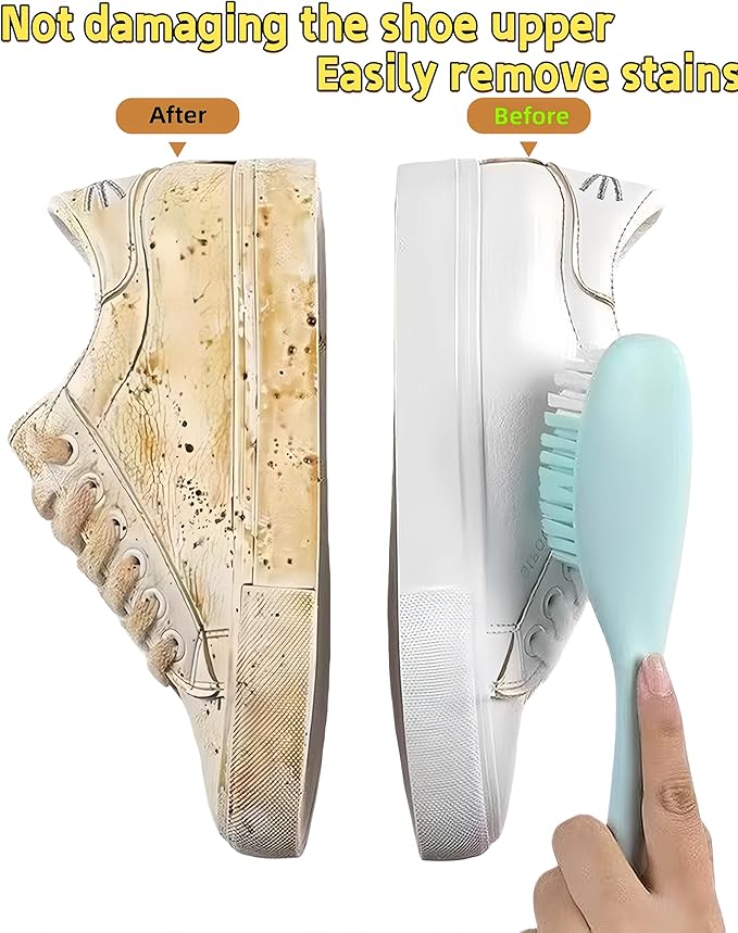 2 Pack Soft Bristle Cleaning Scrub Brush Laundry Brush Scrubber Brush for Clothes, Carpet and Fabric Stain Removal, Scrubbing Brush with Ergonomic Handle (White)