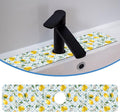 Faucet Mat for Kitchen Sink Sicilian Watercolor Lemon Blue Tile, Soft Diatom Mud Material, Strong Water Absorption, Non-slip, Easy to Clean for Bathroom, Kitchen 23.5"X5.5"