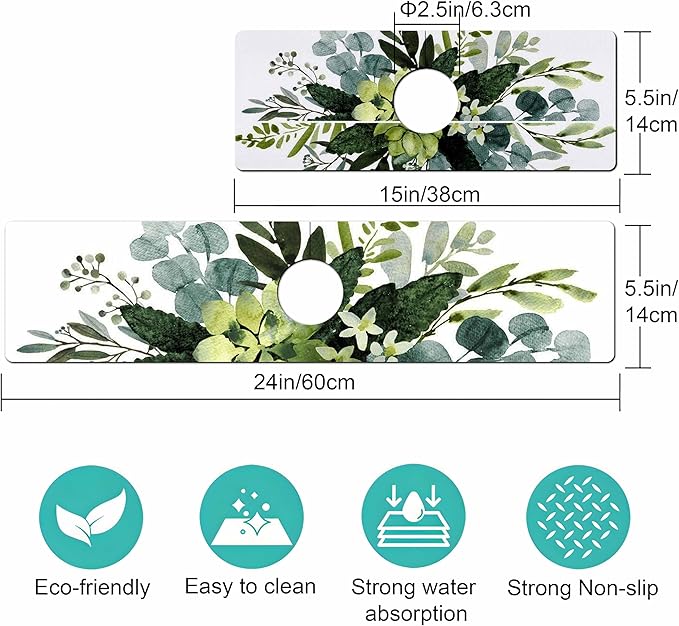 Kitchen Sink Splash Guard Faucet Mat -1 PC Super Absorbent Fast Drying Mat Sink Gadgets-Splash Guard Behind Faucet Drip Catcher for Kitchen, Bathroom,Sink Mat, Dish Drying Mat, Bathroom(15" X 5.5" )