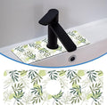 Faucet Mat for Kitchen Sink Artistic Green Leave Branche, Soft Diatom Mud Material, Strong Water Absorption, Non-slip, Easy to Clean for Bathroom, Kitchen 15"X5.5"