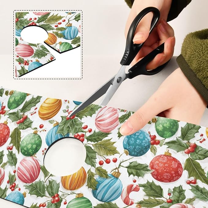 Christmas Baubles Holly Bells Sweet Kitchen Sink Splash Guard Sink Faucet Mat Faucet Handle Drip Catcher Drain Mats for Kitchen Bathroom Countertop Absorbent Dish Drying Pad 2Pack 3