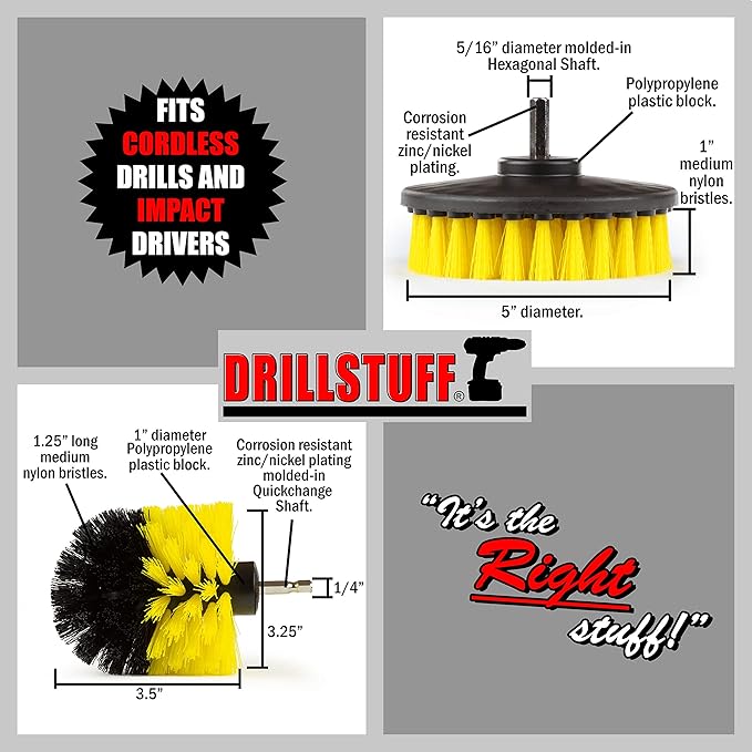 Bathroom, Shower, Tub,Tile and Grout Ultimate Power Scrubber Multi-Purpose Brushes