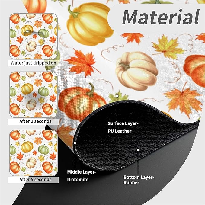 Faucet Draining Mat For Kitchen Sink, Maple Pumpkin Diatom Mud Absorbent Drain Pad For Bathroom Kitchen Sink Splash Guard Drying Mat