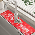 Merry Christmas Snowflake Kitchen Sink Splash Guard Mat Absorbent Fast Drying Mat Faucet Draining Mat Sink Splash Guard Behind Faucet Drip Catcher for Kitchen Bathroom 5.5"×24"