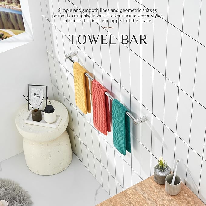 KOKOSIRI Towel Holder Chrome 36-Inch Towel Bars for Bathroom and Lavatory Wall Mounted Polished Stainless Steel Bathroom Accessories, B4007CH-L36