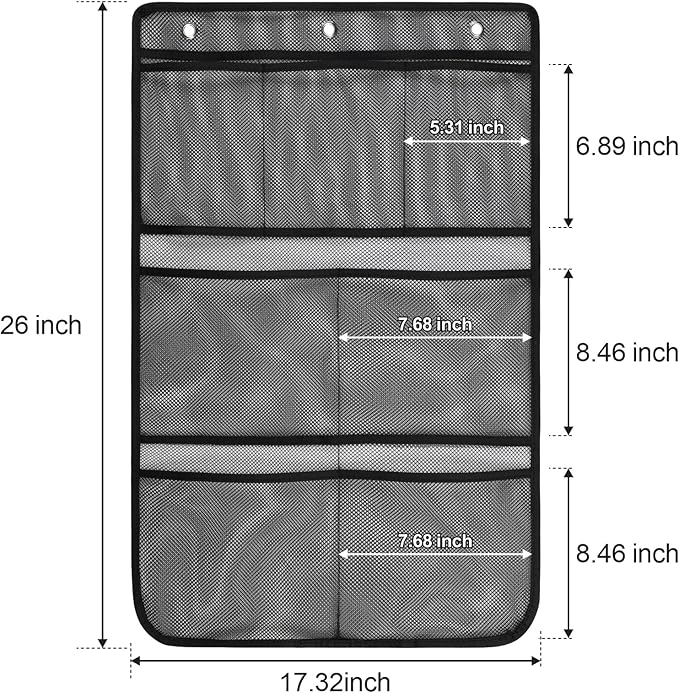 F-color Cruise Essentials 2026 - Mesh Shower Organizer Hanging with 7 Pockets for RV Gym Camping, Quick-Dry Portable Toiletry Bag with Metal Hooks for Bathroom Travel Toiletries