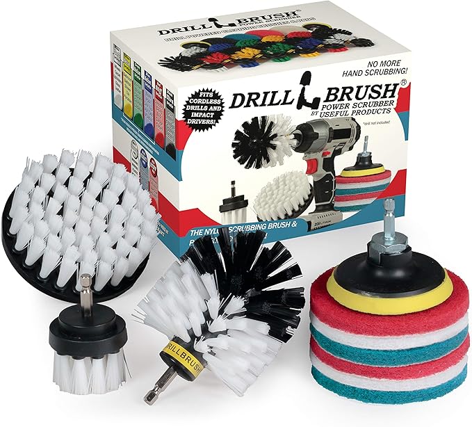 Drillbrush Cleaning Supplies - Detail Brush Set - Upholstery Cleaner Brush - Carpet Cleaner Scrub Brush - Auto Brush Cleaning - Car Cleaning Kit Interior Detailing Kit - Upholstery Cleaning Brush