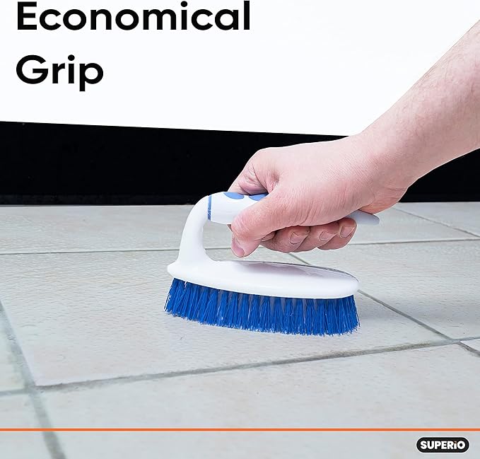 Superio Grout Brush, Dish Brush, Shower Scrubber Cleaning Brush, Stiff Bristles, Comfort Grip Handle, Blue Brush Cleaner for Kitchen, Bathroom, Shower, Sink, Toilet- Vegatable Brush, Carpet Scrubber