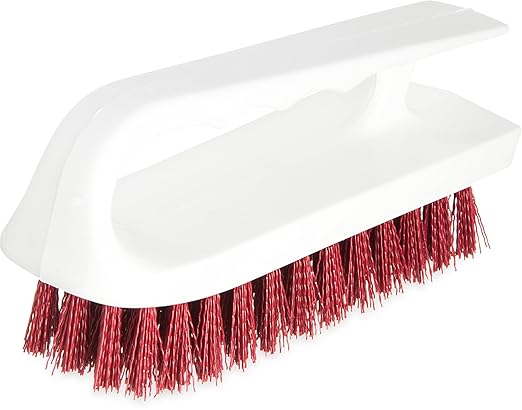 SPARTA 4002405 Ergonomic Iron-Shaped Handle Scrub Brush, 6", Red
