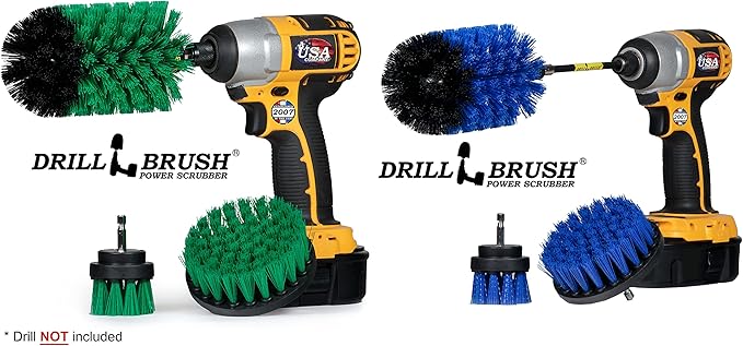 7 Piece Drillbrush Bundle - Kitchen Cleaning Brush Drill Attachments - Pool Cleaning Brush - Extension Attachment for Drill - Aquarium Cleaning - Oven Cleaner - Tile - Grout