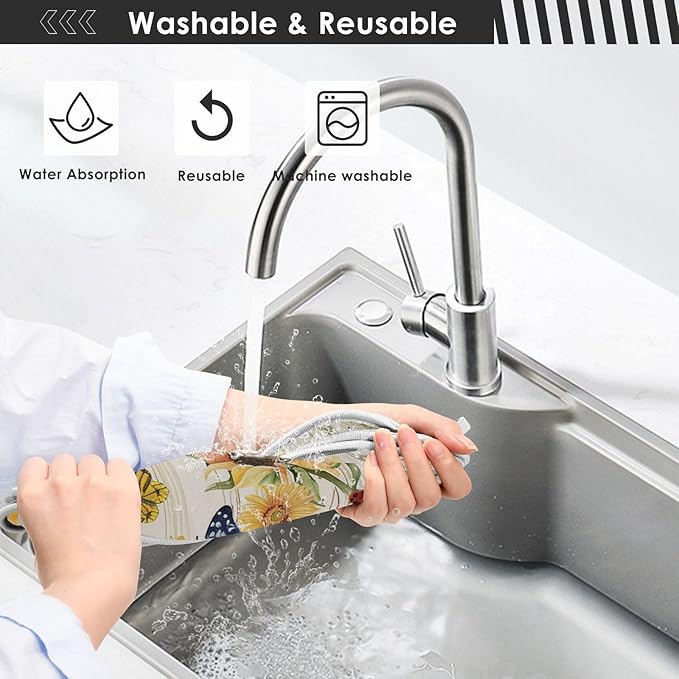 Sink Faucet Absorbing Mat Kitchen Sink Splash Guard Splash Faucet Drip Catcher for Bar RV Bathroom 2PCS 14.9x5.5in Watercolor Cornflower Sunflower