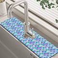 Watercolor Rainbow Scales Sink Faucet Absorbing Mat Sink Splash Guard Faucet Mat Draining Mat Fast Drying Sink Protectors for Kitchen and Bathroom 5.5"×24"
