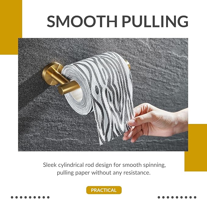 Toilet Paper Holder Brushed Dark Gold, APLusee SUS304 Stainless Steel Round TP Hanger, Modern Bathroom Lavatory Tissue Roll Storage