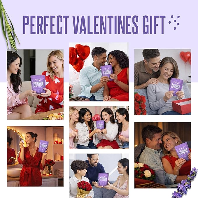 Cleverfy Shower Steamers Aromatherapy - Valentines Day Gifts for Her, Him, Women, Daughter, Mom, Girlfriend, Wife, Teen Girls and Boys - Valentines Gifts for Her, Him, Women and Men - 6 Tablets