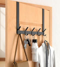 Long Over The Door Hooks Hanger with 15.75" Arms for for Easier Access by Shorter, J16U, Perfectly Fits US Standard 1 3/4-inch Doors, Towel Rack Bathroom Organizer Holder, Black
