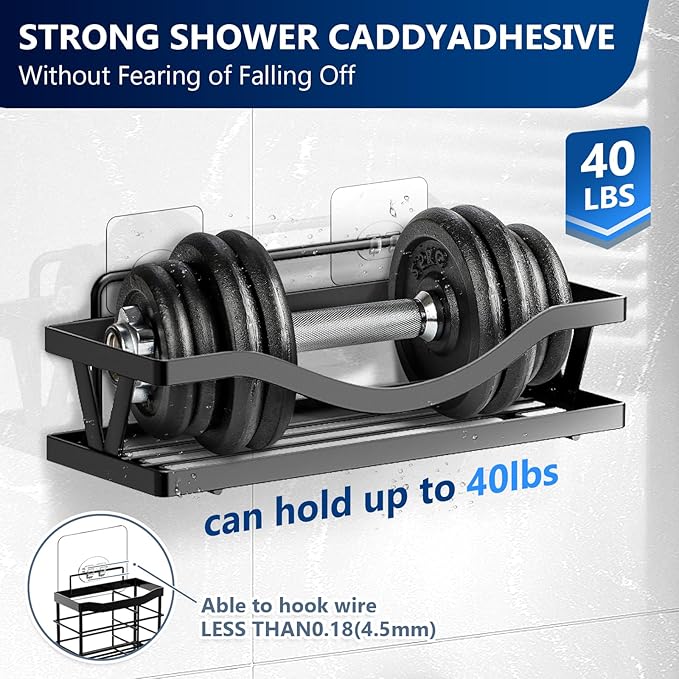 FGSAEOR 14-Pack Shower Caddy Adhesive Single Hooks for Replacement, Shower Holder Organizer Self Adhesive Wall Hooks for Bathroom Corner Shelf Basket Soap Dish