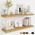 Fun Memories 36 Inch Deep Floating Shelves for Wall, 2 Pack of Wall Mounted Wood Shelves with Invisible Brackets for Bathroom, Bedroom, Living Room, Kitchen Decor and Storage, Oak