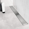 Neodrain 48-Inch Linear Shower Drain with Removable Quadrato Pattern Grate,Brushed 304 Stainless Steel Rectangle Shower Floor Drainr, Linear Drain with Leveling Feet,Hair Strainer