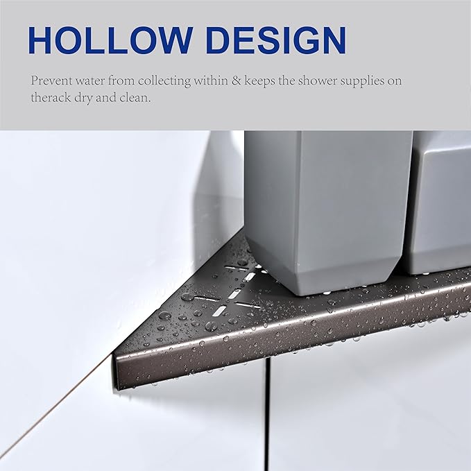 Corner Shower Shelf, 2-Pack Shower Shelves SUS304 Stainless Steel Bathroom Shelves for Tile Walls, Recessed Corner Shelf Organizer Rack, No Drilling (Bronze, 10"-2 Pack)