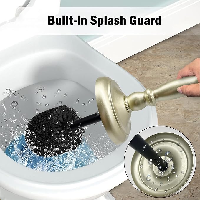Metal Toilet Bowl Brush with Holder Premium Bathroom Cleaning Set Rustproof Hygienic Durable Elegant Finish