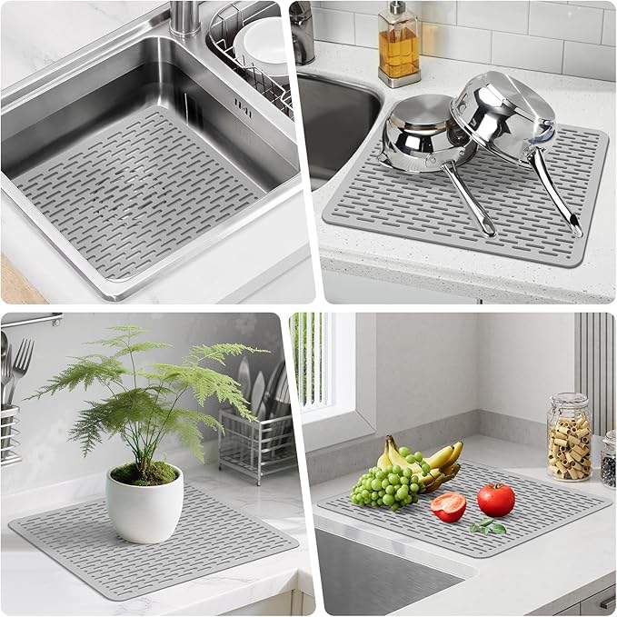 Yolife 2 Pack Kitchen Sink Mats,15.8inch x 12inch PVC Sink Protector Mat for Stainless Steel, Sink Drainer Mat Dish Drying Mat Protector Prevents Scratches,Dishes and Glassware