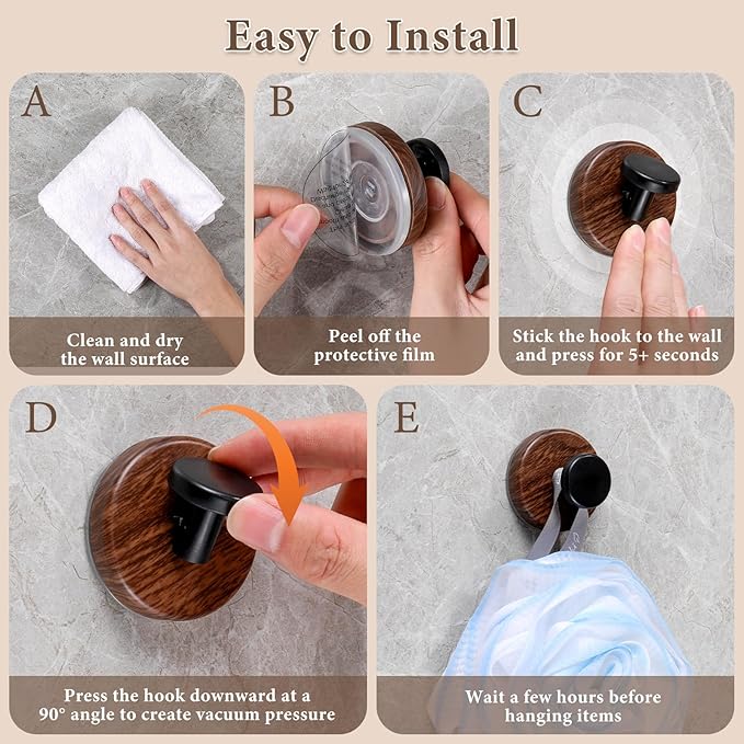 Suction Cup and Adhesive Tape Double Locking Hook,Wall Hook,Towel Hook, Shower Hook,for Bathroom,Kitchen,Loofah, Towel,Coat,Heavy Duty,Waterproof & Rustproof,Reusable(Dot Shape, 4 Counts)
