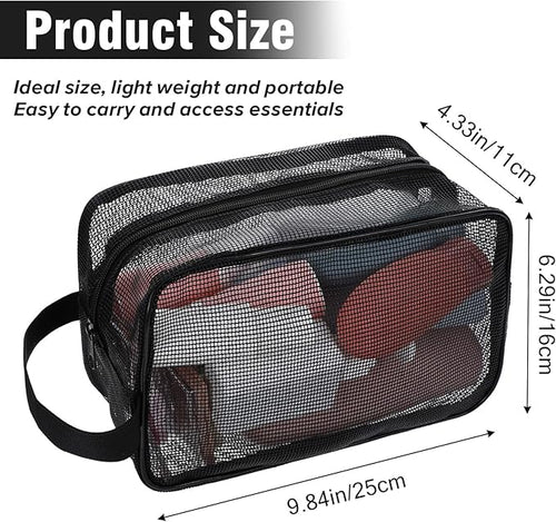 1 Pcs Portable Travel Mesh Toiletry Bag Mesh Shower Caddy Quick Dry Tote Bags Dorm Toiletry Organizer for Women Men Gym Bag Camping Organizer Hanging Bathroom Mesh Bag Black 9.8 × 6.3 × 4.3 Inch