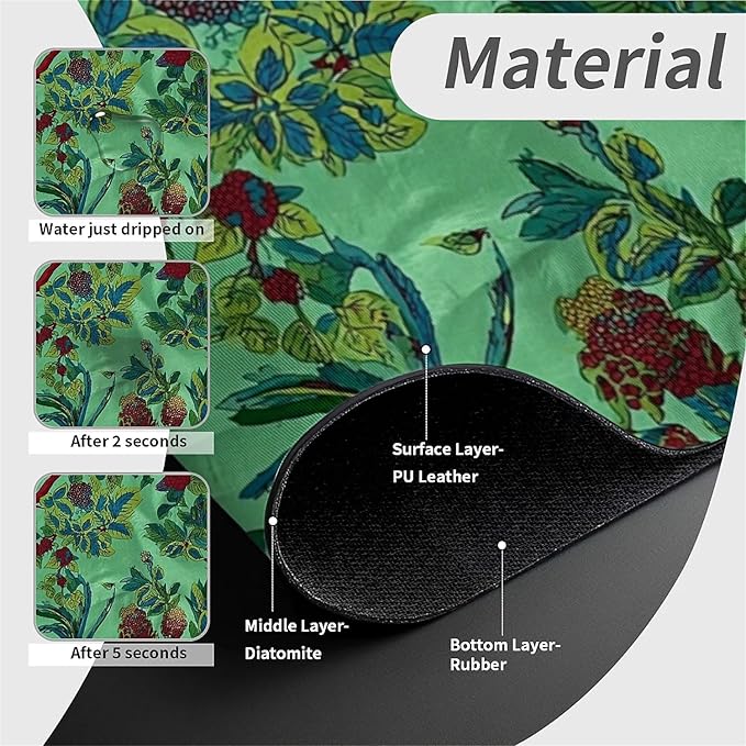 Kitchen Sink Splash Guard，Tree and birds Faucet Mat Sink Gadgets-Super Absorbent Fast Drying Mat Drip Catcher for Kitchen, Bathroom,Sink Mat, Dish Drying Mat, Bathroom(15" X 5.5" )