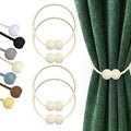 Hion Magnetic Curtain Tiebacks Beige 4 Pack, Curtain Tiebacks Buckles Holdbacks Holders Hooks Clip for Home Bedroom Office Decorative Thick or Thin Curtain