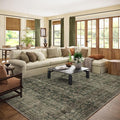 10x12 Area Rugs for Living room: Large Washable Rugs Stain Resistant Non Slip Distressed Vintage Floral Rug Low Pile Faux Wool Soft Green Rugs for Bedroom Farmhouse Dining Room Kids Playroom Nursery