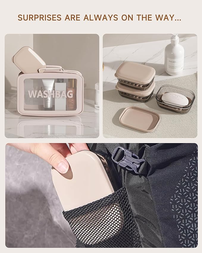 Travel Soap Case, Leakproof Soap Container with Lid, Portable Bar Soap Holder for Traveling, Transparently Soap Dishes for Bathroom, Shower, Gym, School, Camping, Vacation, Outdoor