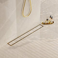 Neodrain 32-Inch Gold Linear Shower Drain, 2-in-1 Flat & Tile Insert Cover, Stainless Steel Linear Drain, Brushed Brass Rectangle Shower Floor Drain with Hair Strainer, CUPC Certified