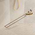 Neodrain 48-Inch Gold Linear Shower Drain, 2-in-1 Flat & Tile Insert Cover, Stainless Steel Linear Drain, Brushed Brass Rectangle Shower Floor Drain with Hair Strainer, CUPC Certified