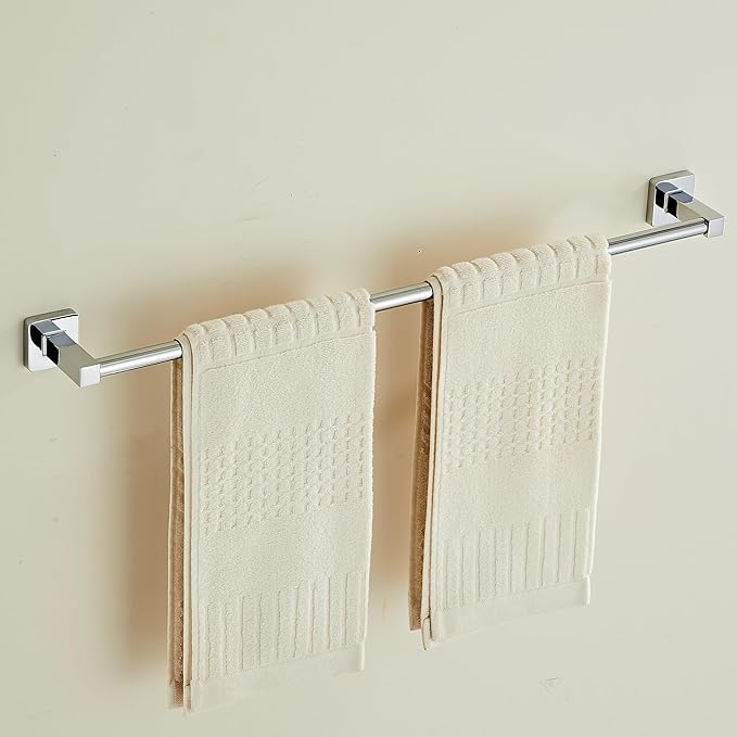 24 Inch Towel Racks for Bathroom Wall Mounted, Chrome Finish Stainless Rack with Towel Bar and Hand Towel Holder, Shower and Bath Towel Rack for Bathroom(Total Length 26-Inch)