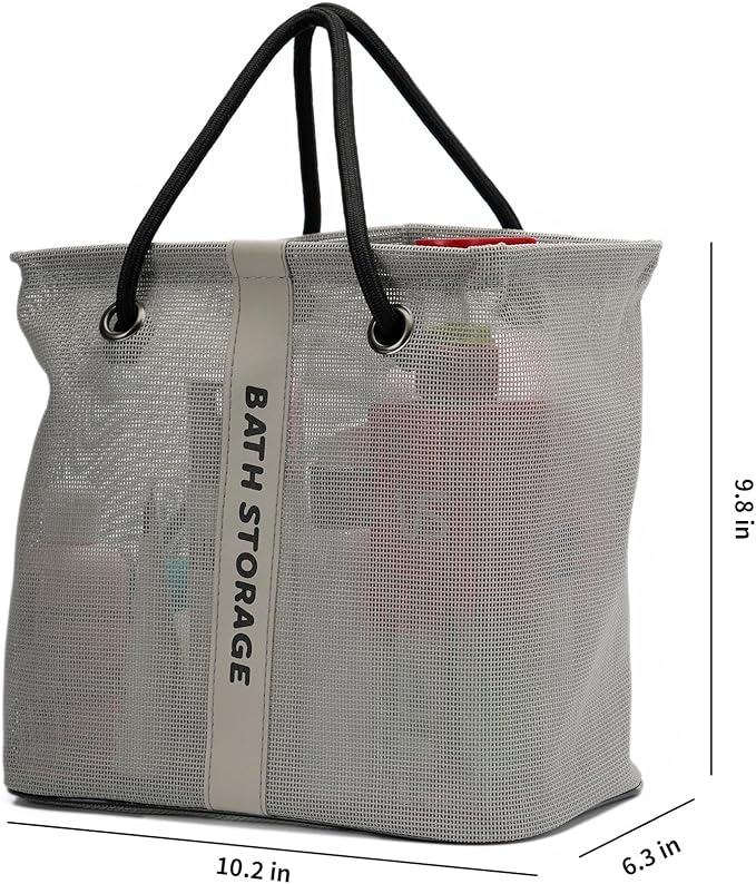 Bath Storage Shower Caddy Organizer for Bathroom, College Dorm, Camp, Gym (Large Grey)